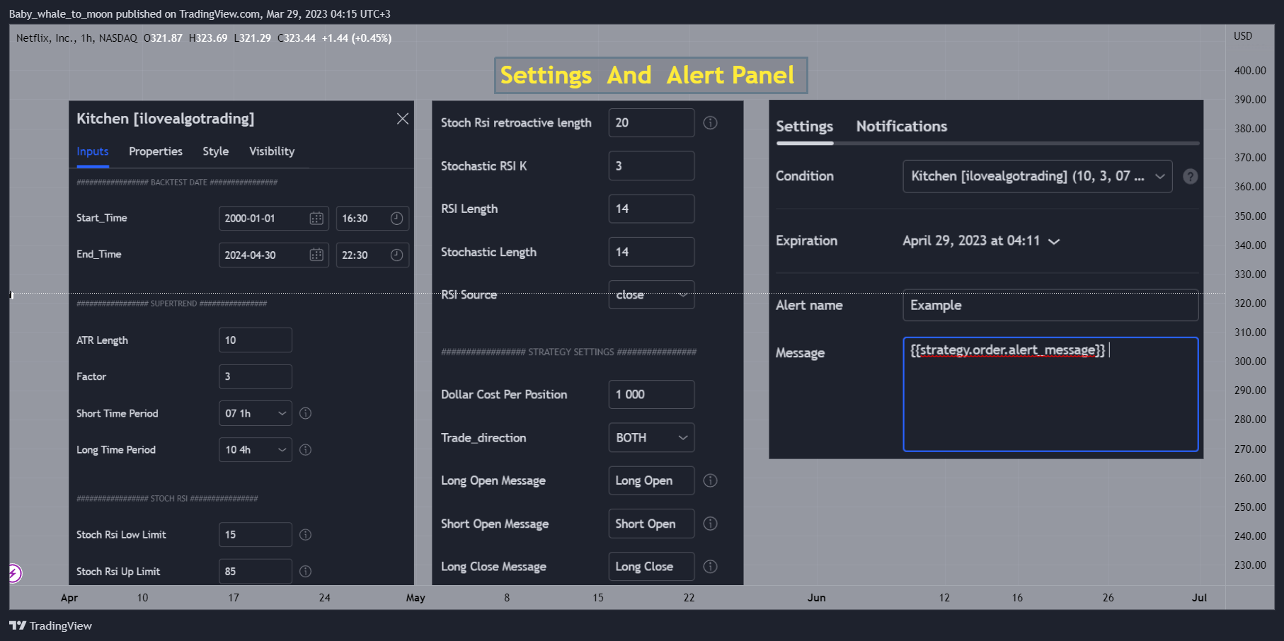 settings panel tradingview